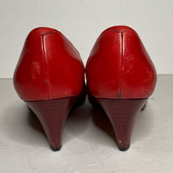 Vintage red leather made in Italy pumps - Picture 4 of 7